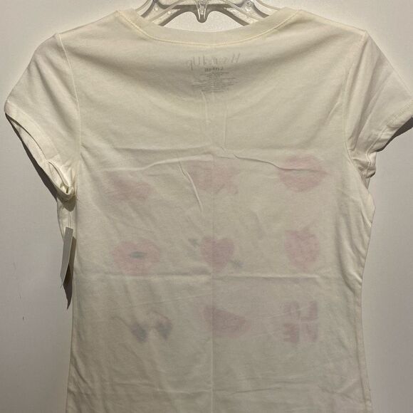 I’m Wound Up Women's Cream Love Theme Short Sleeve Graphic T-Shirt Large NWT - Picture 6 of 7